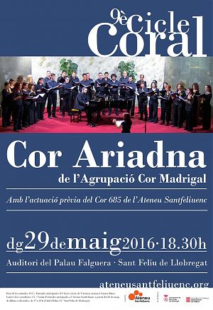 Cartell del Concert del Cor Ariadna dins el 9è Cicle Coral de Sant Feliu de Llobregat